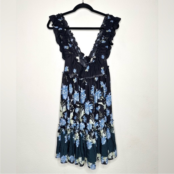 NWOT FREE PEOPLE Bali Wild Daisy Slip / Dress Black Combo Size S - Picture 8 of 14